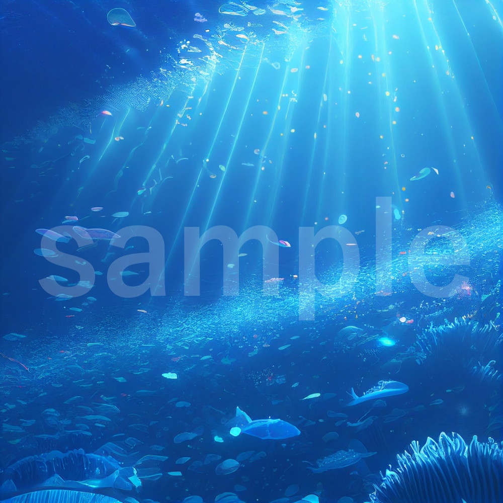 アニメ風な深海のイラスト背景素材 15枚セット