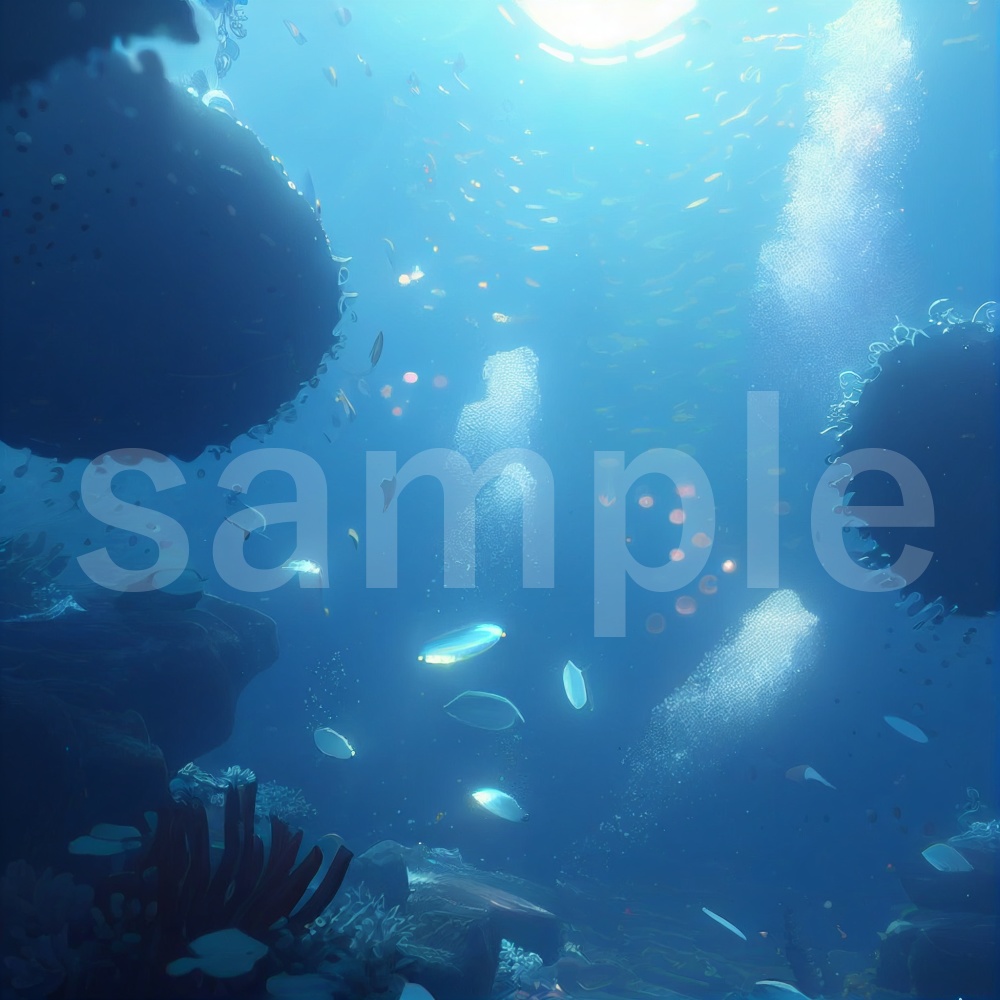 アニメ風な深海のイラスト背景素材 15枚セット