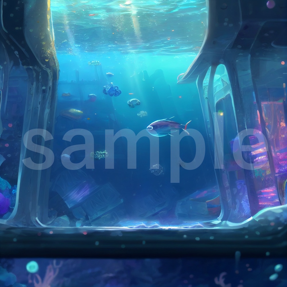 アニメ風な深海のイラスト背景素材 15枚セット