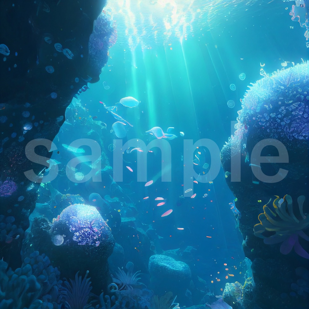 アニメ風な深海のイラスト背景素材 15枚セット