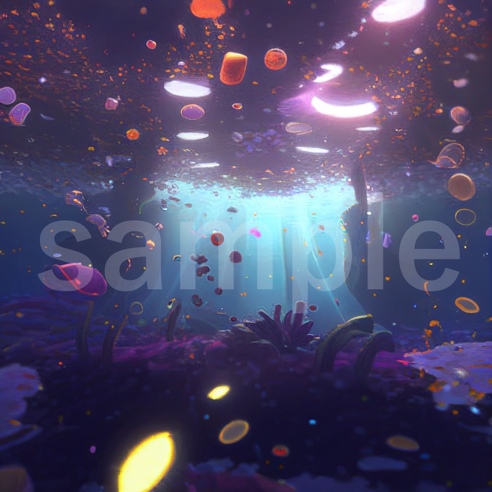 アニメ風な深海のイラスト背景素材 15枚セット