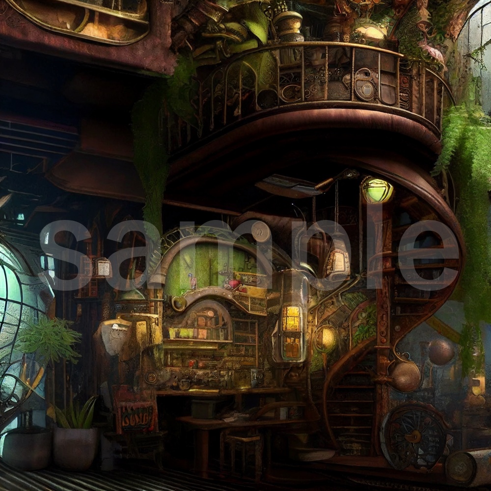 アニメ風なスチームパンクのイラスト背景素材 10枚セット