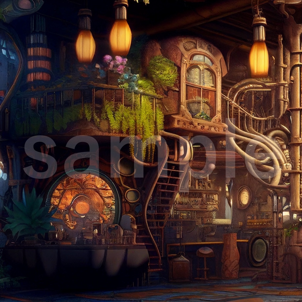 アニメ風なスチームパンクのイラスト背景素材 10枚セット