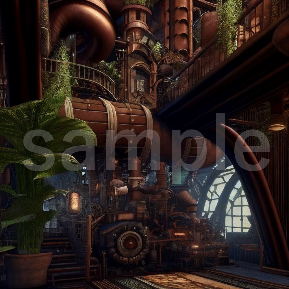 アニメ風なスチームパンクのイラスト背景素材 10枚セット