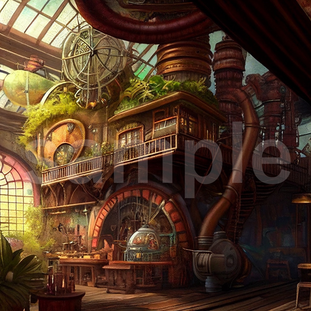 アニメ風なスチームパンクのイラスト背景素材 10枚セット