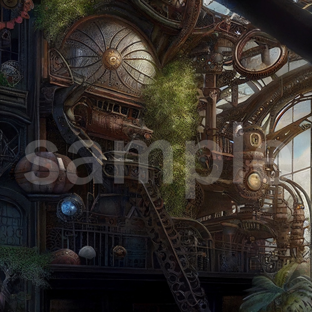 アニメ風なスチームパンクのイラスト背景素材 10枚セット