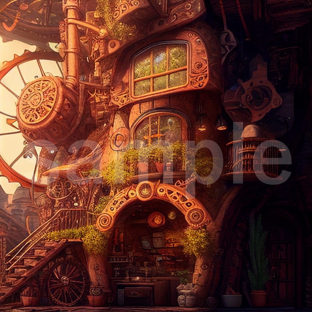 アニメ風なスチームパンクのイラスト背景素材 10枚セット