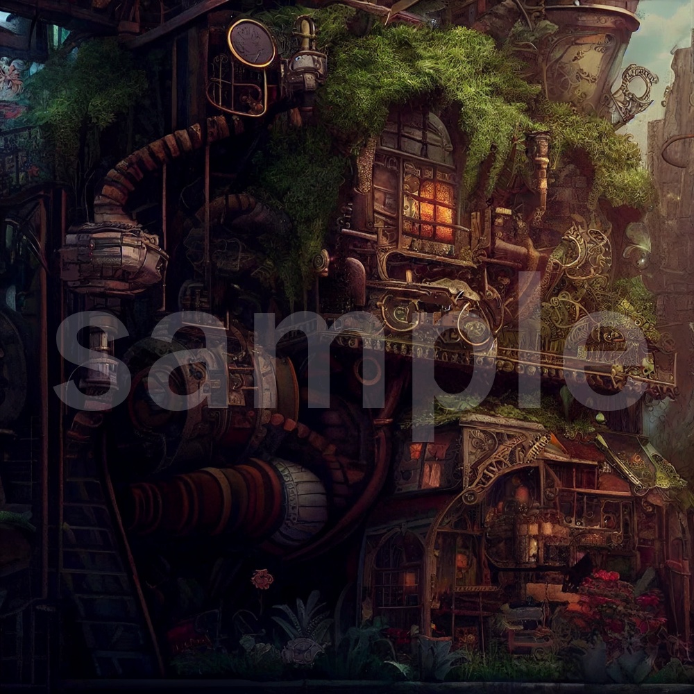 アニメ風なスチームパンクのイラスト背景素材 10枚セット