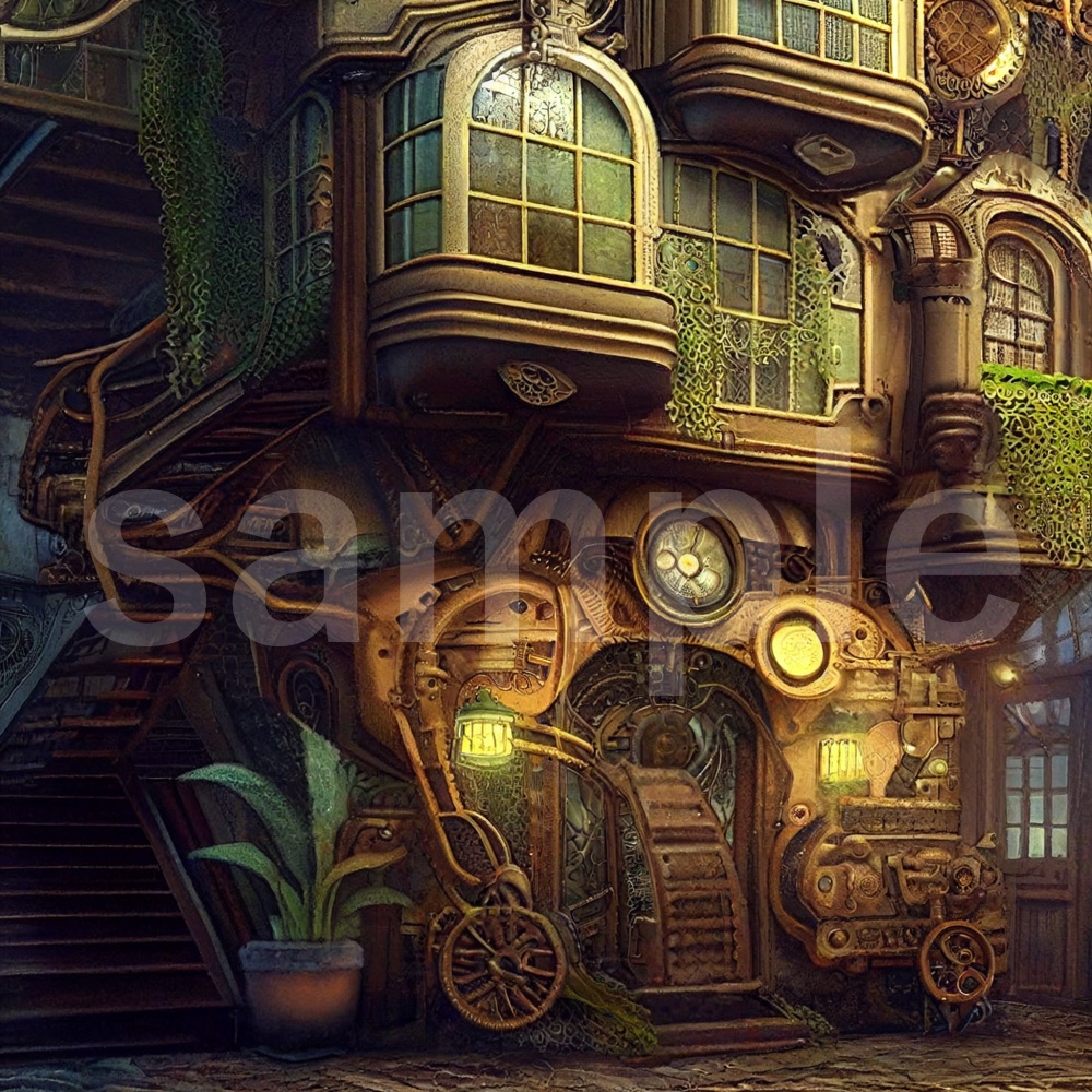 アニメ風なスチームパンクのイラスト背景素材 10枚セット