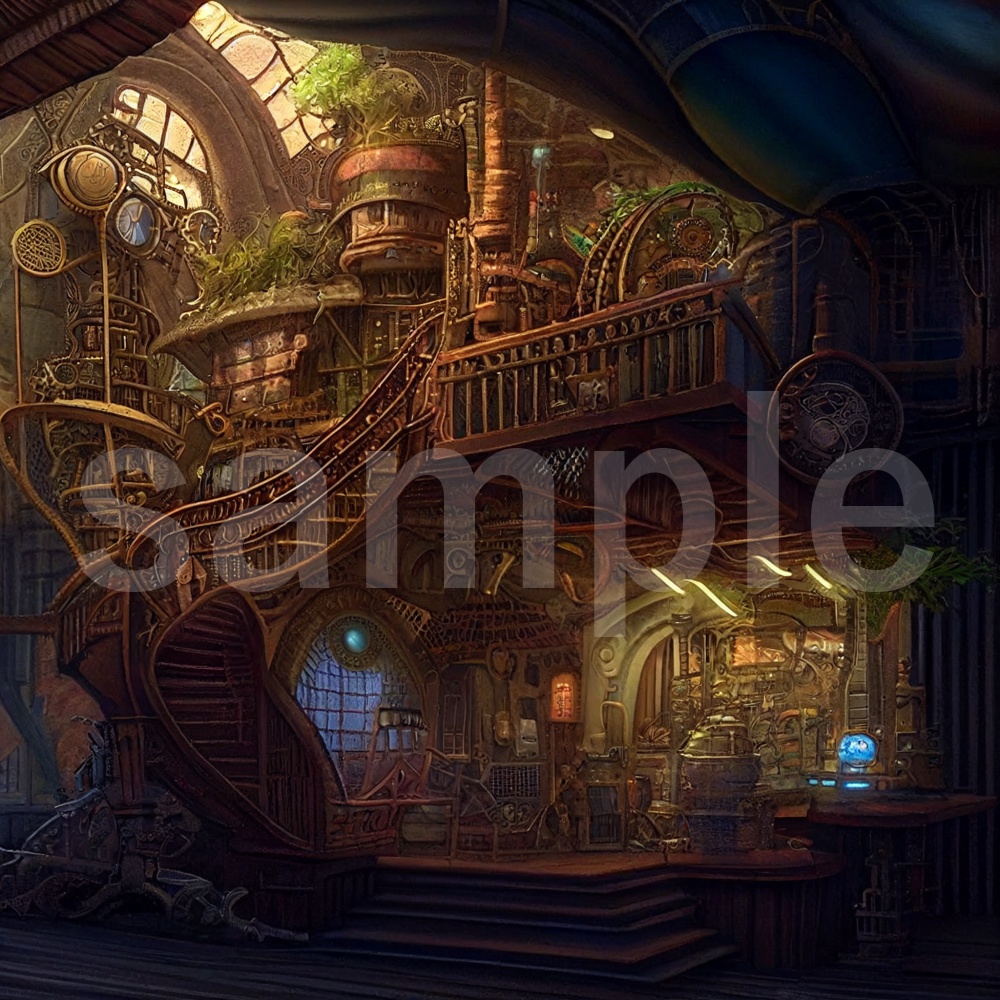 アニメ風なスチームパンクのイラスト背景素材 10枚セット