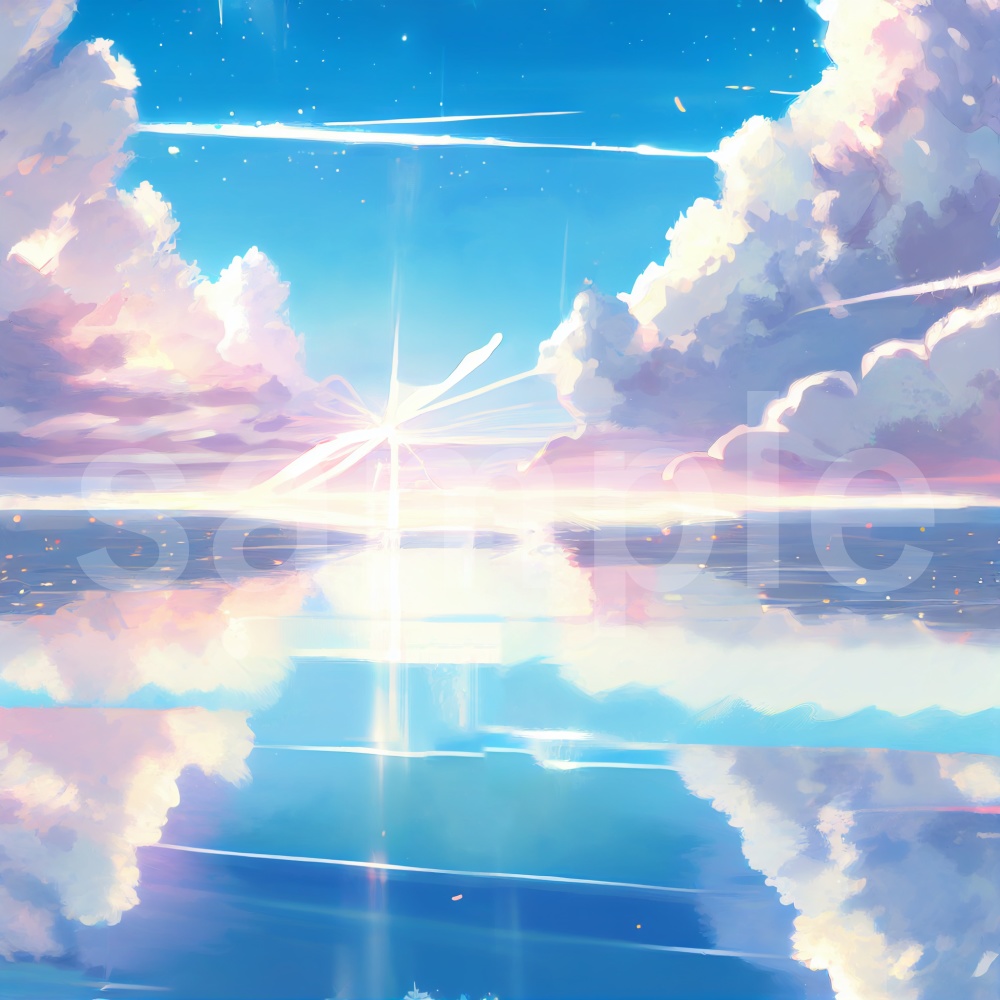アニメ風な明るい空と海のイラスト背景素材 8枚セット Ku Kan Booth