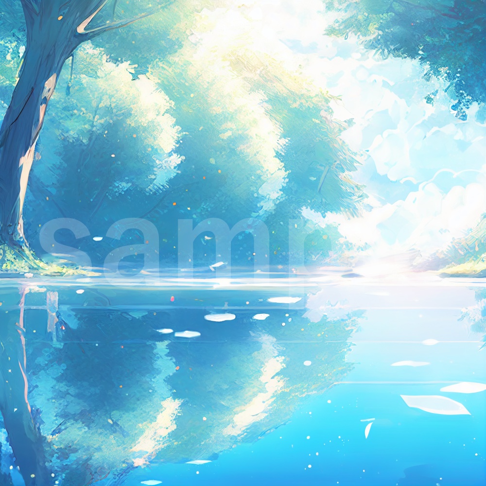 アニメ風な明るい空と海のイラスト背景素材 8枚セット