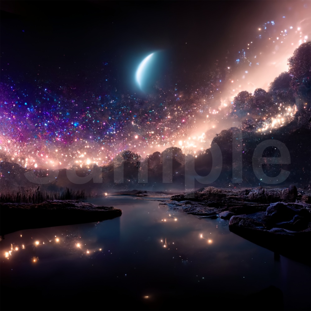 深い夜空のイラスト背景素材 8枚セット