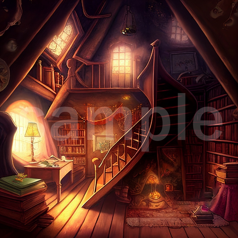 絵本風な秘密基地のイラスト背景素材 8枚セット