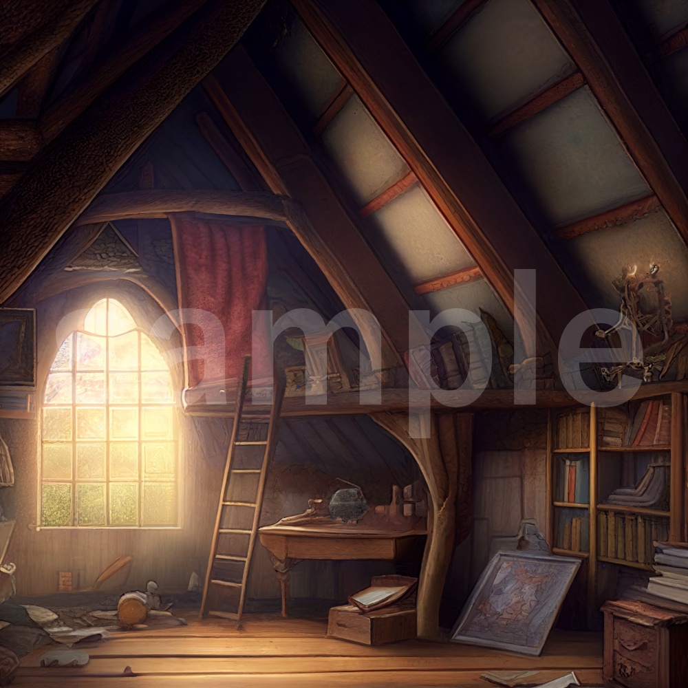 絵本風な秘密基地のイラスト背景素材 8枚セット