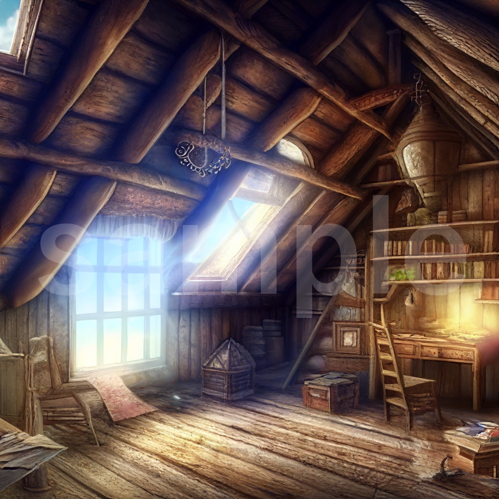 絵本風な秘密基地のイラスト背景素材 8枚セット