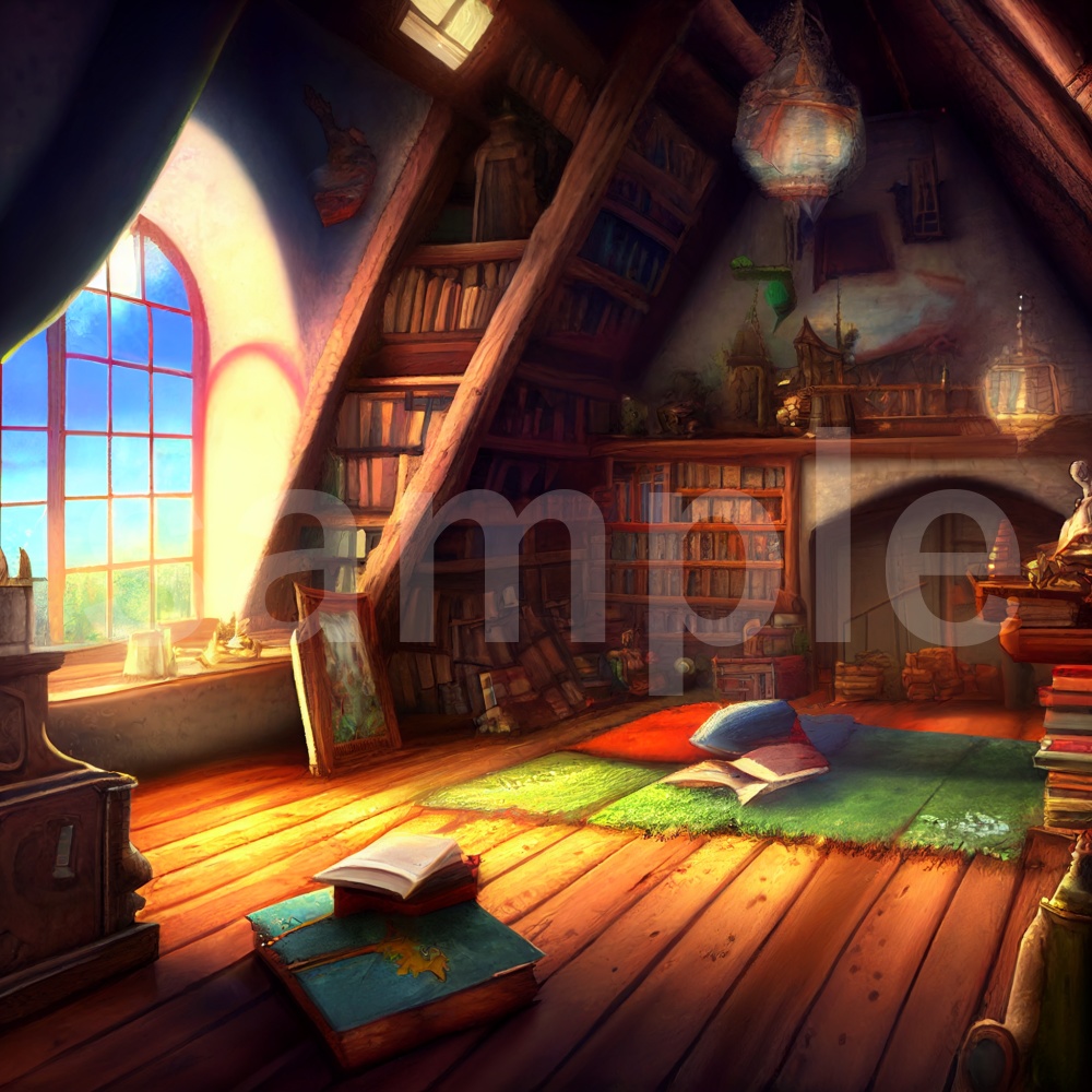 絵本風な秘密基地のイラスト背景素材 8枚セット