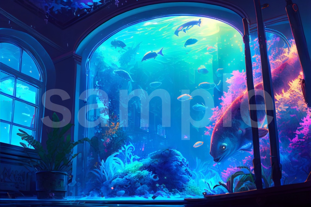 アクアリウムのイラスト背景素材 8枚セット