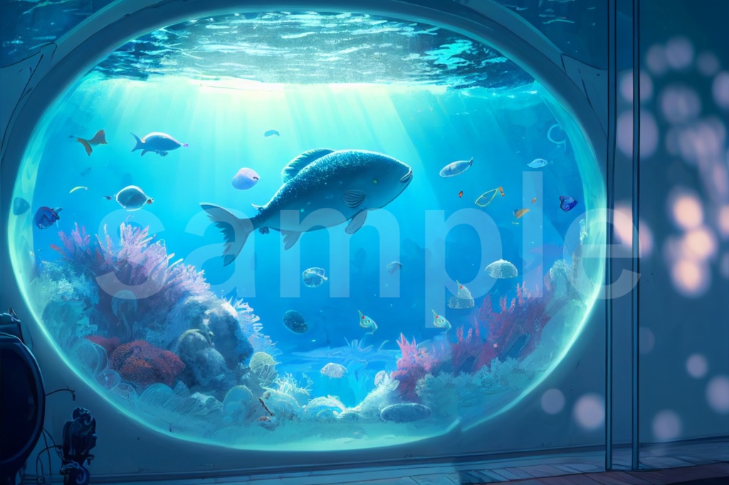 アクアリウムのイラスト背景素材 8枚セット