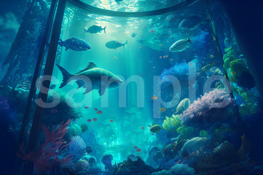 アクアリウムのイラスト背景素材 8枚セット