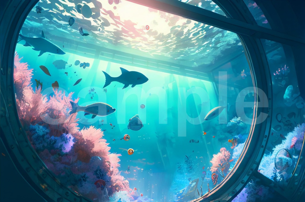 アクアリウムのイラスト背景素材 8枚セット