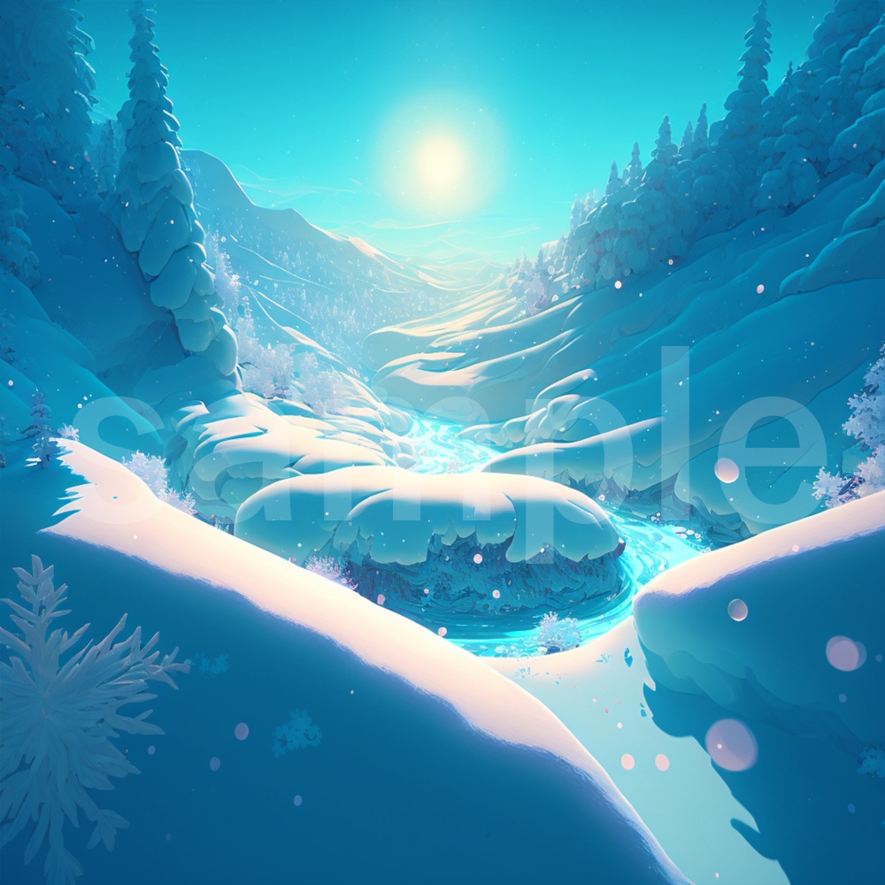 アニメ風な雪景色のイラスト背景素材 8枚セット