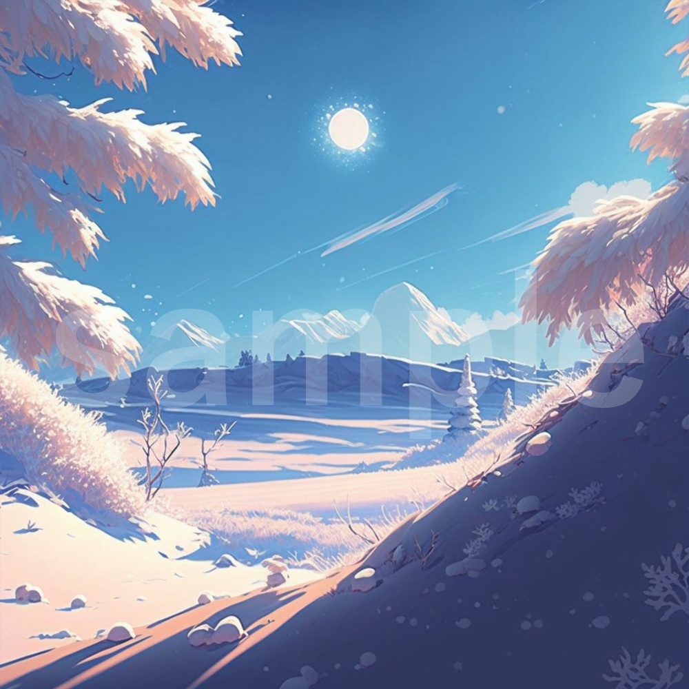 アニメ風な雪景色のイラスト背景素材 8枚セット