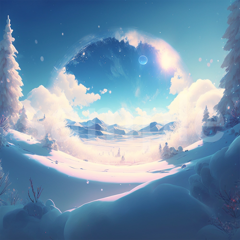 アニメ風な雪景色のイラスト背景素材 8枚セット