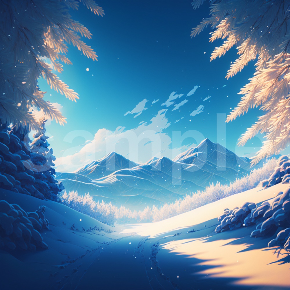 アニメ風な雪景色のイラスト背景素材 8枚セット