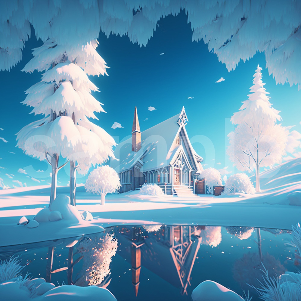 アニメ風な雪景色のイラスト背景素材 8枚セット