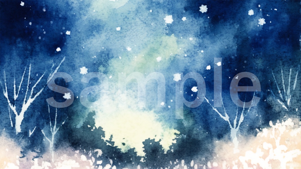 水彩風 青の夜空イラスト背景素材 5枚セット