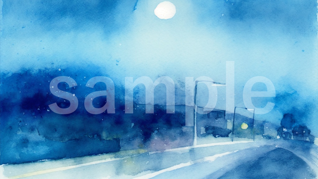 水彩風 青の夜空イラスト背景素材 5枚セット