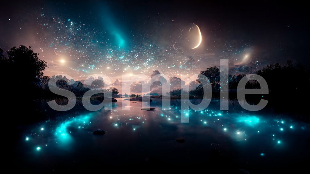 深い夜空と煌めく星の背景素材 7枚セット