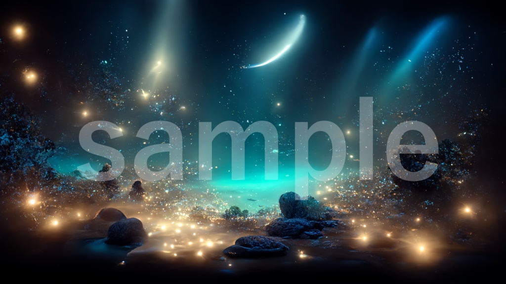 深い夜空と煌めく星の背景素材 7枚セット