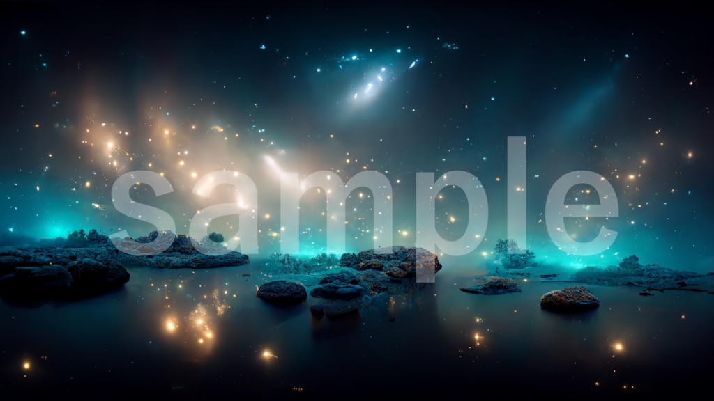 深い夜空と煌めく星の背景素材 7枚セット