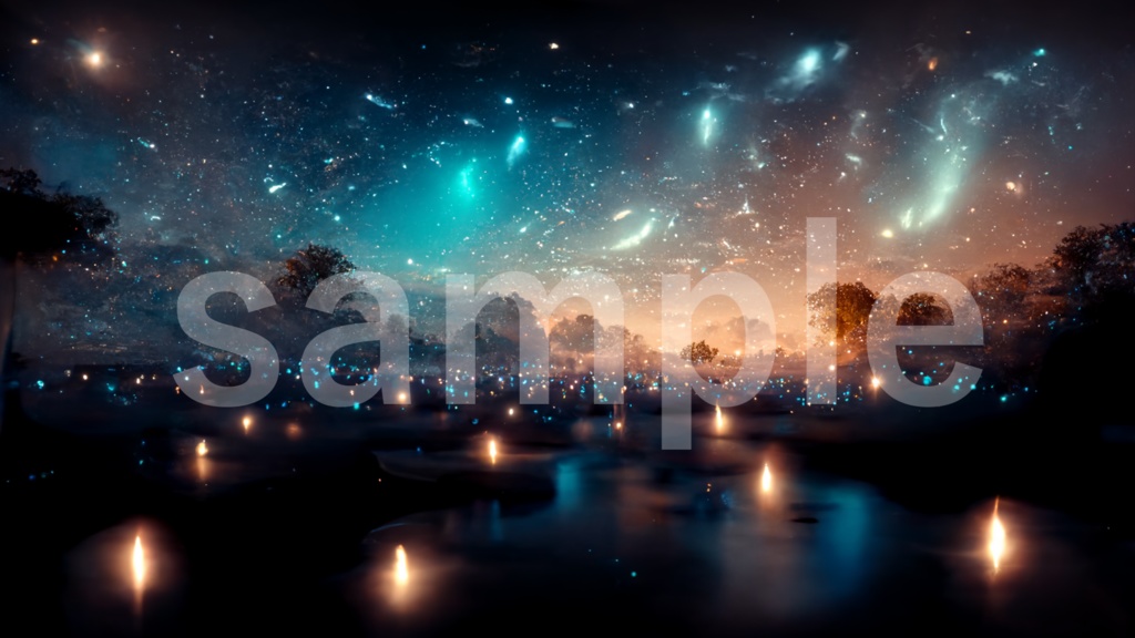 深い夜空と煌めく星の背景素材 7枚セット