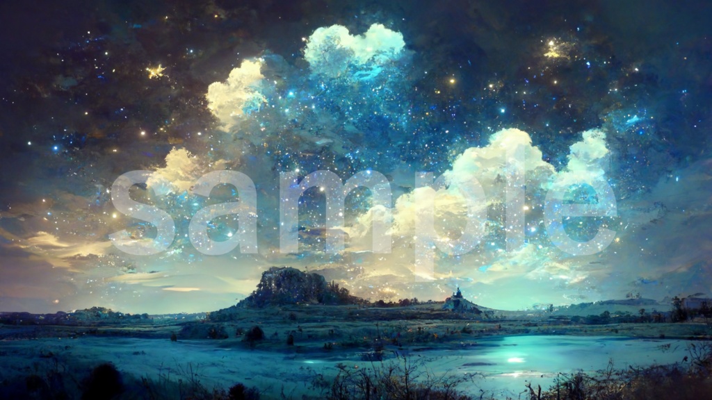 星の輝く蒼い夜空の背景素材 7枚セット