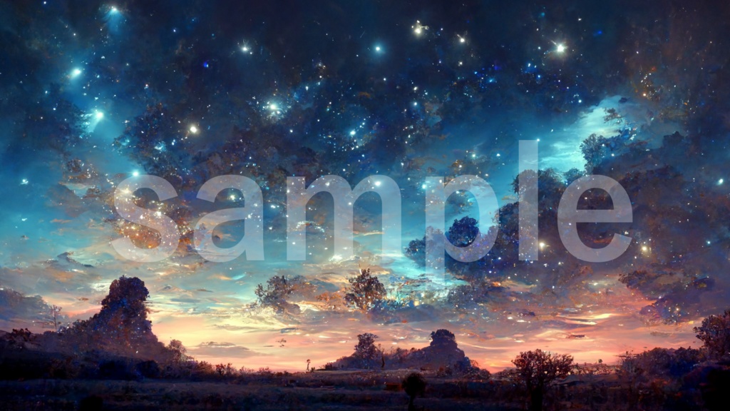 星の輝く蒼い夜空の背景素材 7枚セット