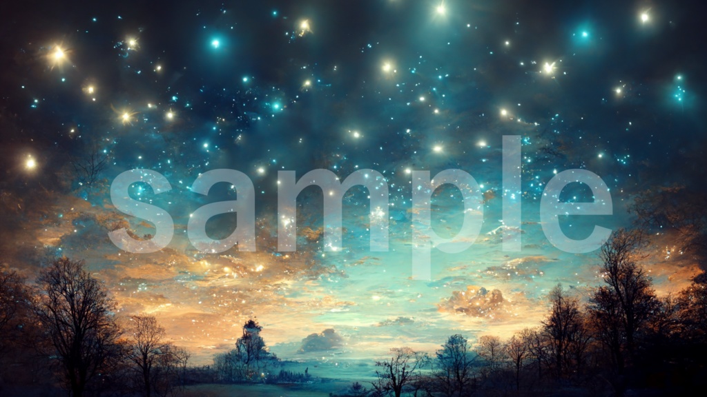 星の輝く蒼い夜空の背景素材 7枚セット