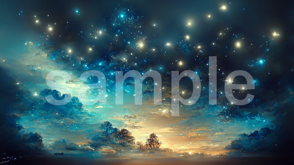 星の輝く蒼い夜空の背景素材 7枚セット