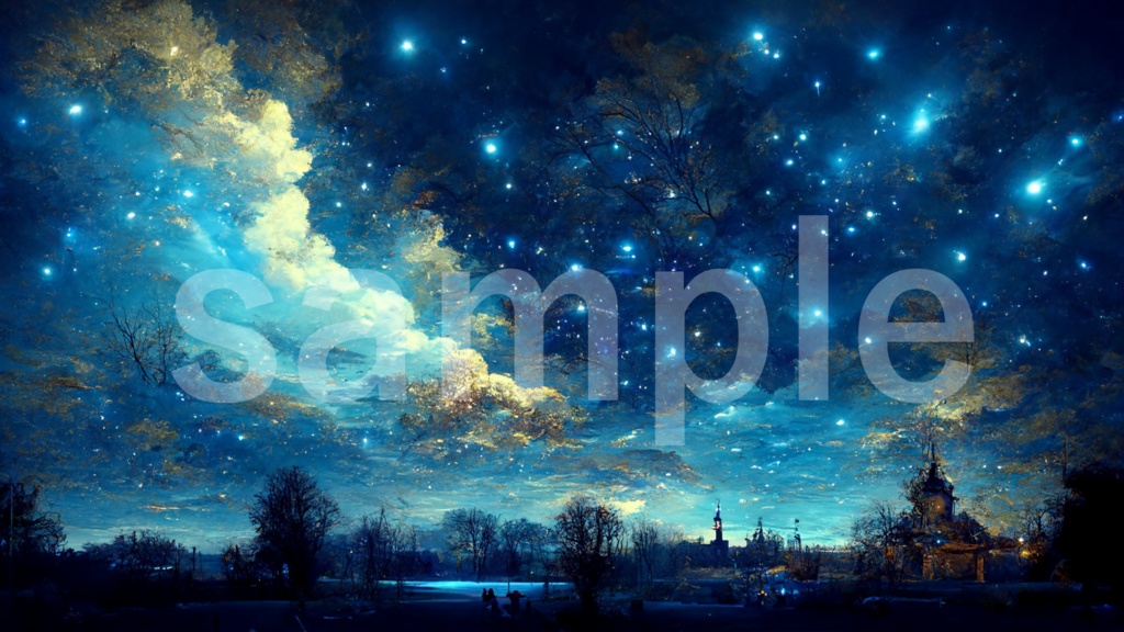 星の輝く蒼い夜空の背景素材 7枚セット