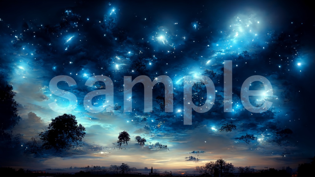 星の輝く蒼い夜空の背景素材 7枚セット