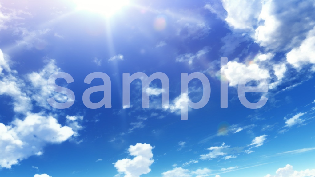 シンプルな青空と雲のアニメ風イラスト背景素材 10枚セット