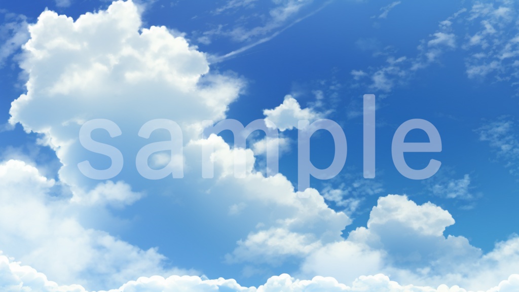 シンプルな青空と雲のアニメ風イラスト背景素材 10枚セット