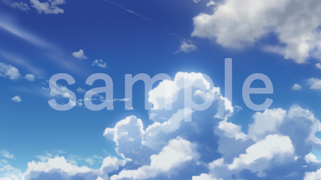 シンプルな青空と雲のアニメ風イラスト背景素材 10枚セット