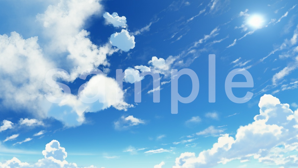 シンプルな青空と雲のアニメ風イラスト背景素材 10枚セット