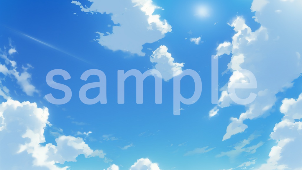 シンプルな青空と雲のアニメ風イラスト背景素材 10枚セット