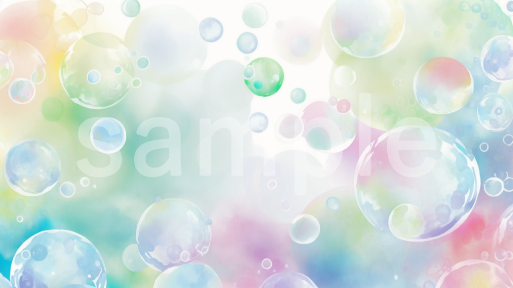 水彩風シャボン玉のイラスト背景素材 10枚セット