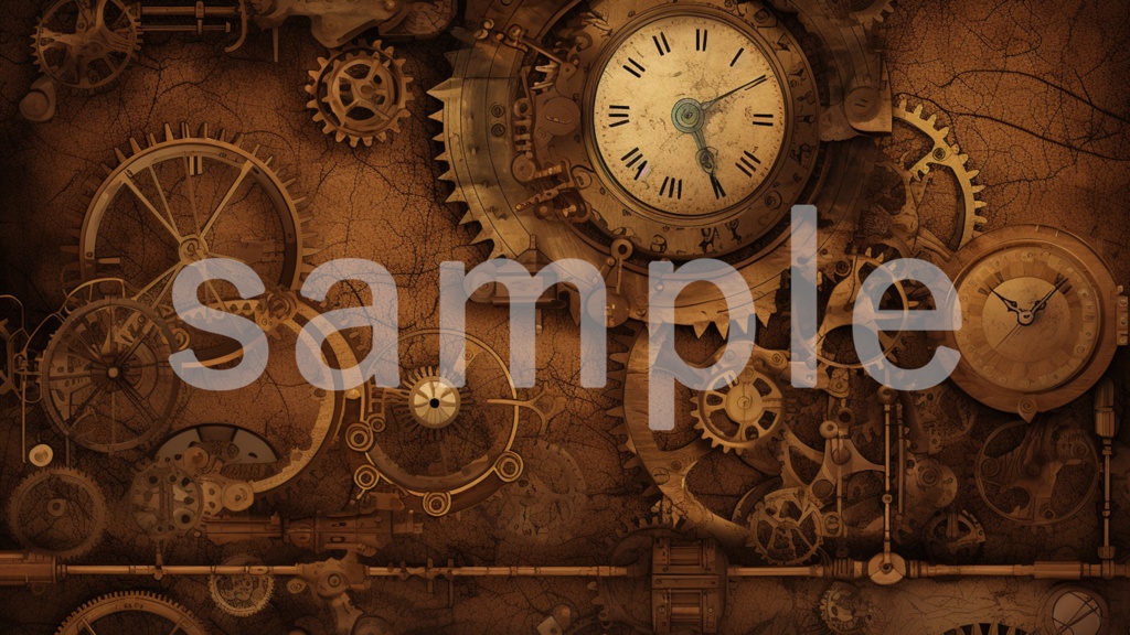 スチームパンクな時計のイラスト背景素材 5枚セット