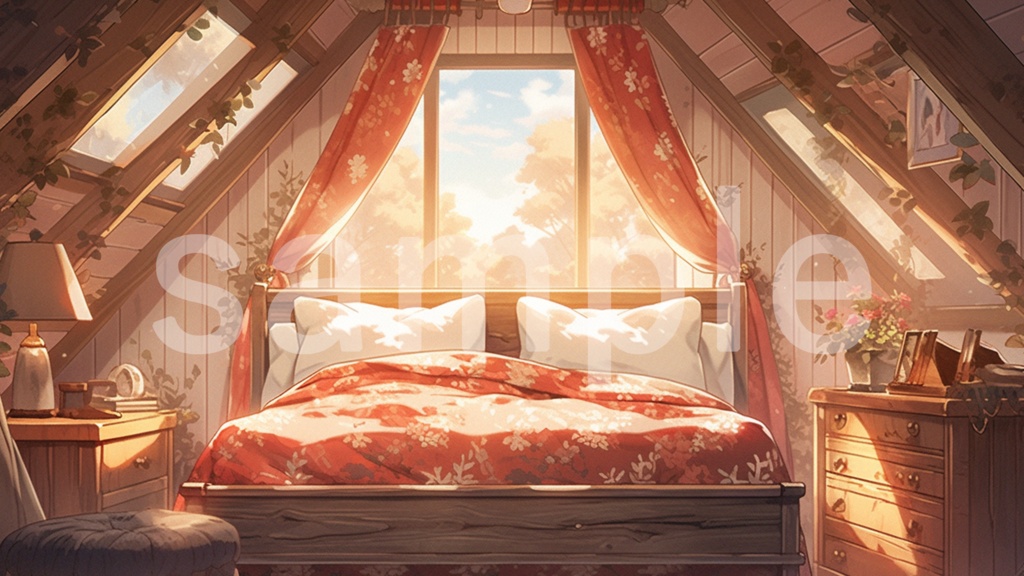 屋根裏部屋のイラスト背景素材 5枚セット